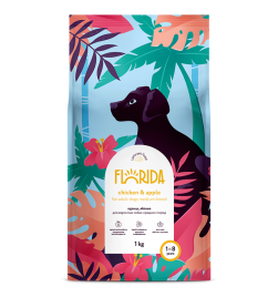 Florida сухой корм для взрослых собак средних пород с курицей и яблоком 3 кг