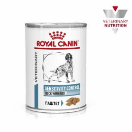 Диетический влажный корм Royal Canin Sensitivity Control для собак при пищевой аллергии или непереносимости, с уткой и рисом, паштет, банка, 410 г