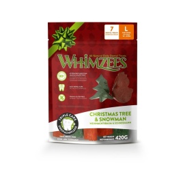 Whimzees Новогодний Микс лакомство для собак елочки и снеговики L 7 шт 1 ш