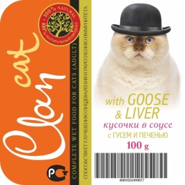 Clan Cl23 влажный корм для кошек Деликатес Кусочки в соусе с гусем и печенью в консервах - 100 г
