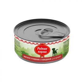 Родные корма Мясное угощение с Говядиной консервы для щенков 100 г