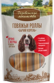 Лакомство «Деревенские лакомства» говяжьи роллы бычий корень, 12 сантиметров для собак, 100 г