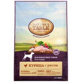 Nature`s Table сухой корм для собак с курицей и рисом - 800 г