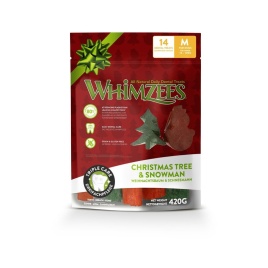 Whimzees Новогодний Микс лакомство для собак елочки и снеговики M 14 шт 1 ш