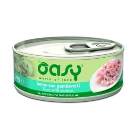 Oasy Wet cat Specialita Naturali Tuna Shrimp дополнительное питание для кошек с тунцом и креветками в консервах - 70 г