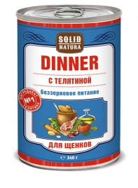 Solid Natura Dinner Телятина влажный корм для щенков в жестяной банке 340 г