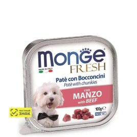 Влажный корм Monge Dog Fresh Beef для взрослых собак с говядиной, 85 г