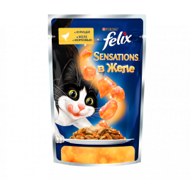 Паучи Felix Sensations для взрослых кошек с курицей и морковью в желе - 85 г