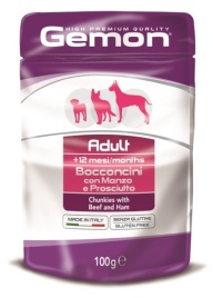 Gemon Dog Pouch паучи для собак кусочки говядины с ветчиной - 100 г