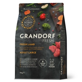 Сухой корм Grandorf Fresh беззерновой ягненок с бататом для кошек крупных пород, 8 кг