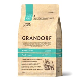 Сухой корм Grandorf Holistic Indoor 4 вида мяса с бурым рисом для кошек, 400 г