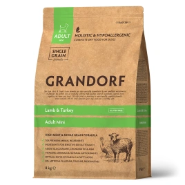 Сухой корм Grandorf Mini Lamb &amp; Turkey для взрослых собак мелких пород, с ягнёнком и индейкой, 8 кг