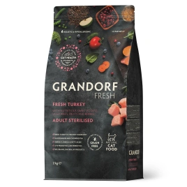 Сухой корм Grandorf Fresh Cat для стерилизованных кошек диетическая формула для особо аллергичных кошек индейка с бататом 2 кг