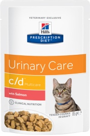 Влажный диетический корм для кошек Hill's Prescription Diet c/d Multicare Urinary Care при профилактике мочекаменной болезни (МКБ), с лососем - 85 г