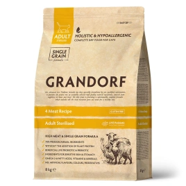 Сухой корм Grandorf 4 Meat Probiotic Sterilised Четыре вида мяса для стерилизованных кошек, 8 кг