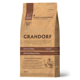 Сухой корм Grandorf Holistic утка с индейкой для взрослых собак средних и крупных пород, 10 кг