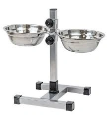 Металлическая миска Homepet для животных с регулируемой хромированной подставкой (2 шт.), 0,7 л