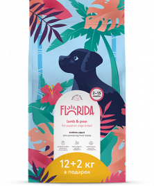 Florida сухой корм для щенков крупных пород с ягненком и грушей 14 кг
