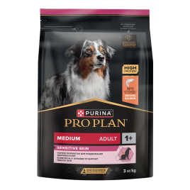 Сухой корм Purina Pro Plan Sensitive Skin для взрослых собак средних пород, с лососом, 3 кг