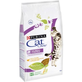 Purina Cat Chow для взрослых кошек, контролирует образование комков шерсти в ЖКТ - 15 кг