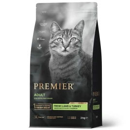 Сухой корм Premier со вкусом ягненка и индейки для взрослых кошек, 2 кг