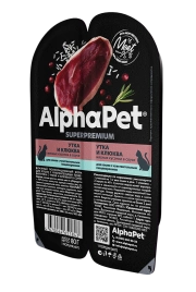 Влажный корм ALPHAPET Superpremium ламистер Duck &amp; Cranberry для кошек, с чувствительным пищеварением, с уткой и клюквой, 80 г