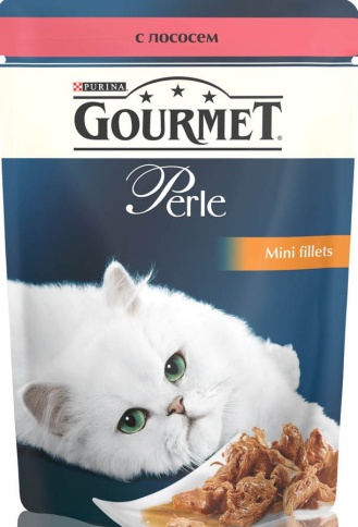 Паучи Gourmet Perle Mini-Fillet для взрослых кошек с лососем - 85 г фото 1