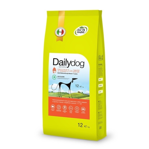 Сухой корм Dailydog Adult Medium Large Breed Low Calorie Turkey and Rice для собак средних и крупных пород с индейкой и рисом 12 кг фото 2