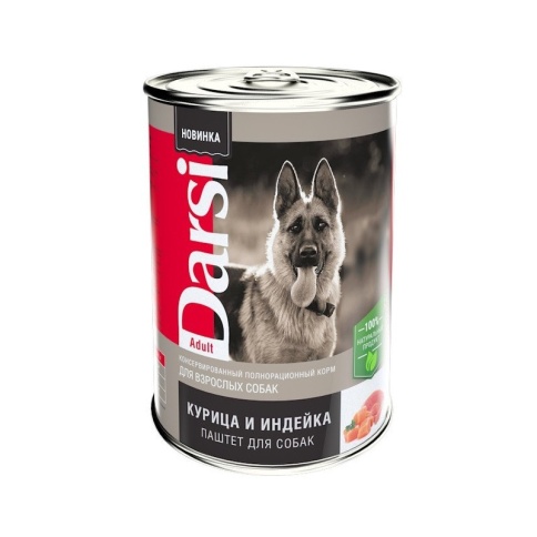 Darsi Adult влажный корм для взрослых собак с курицей и индейкой 410 г фото 1