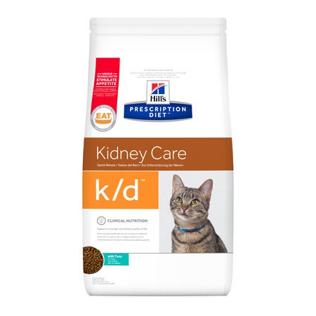 Hill's Prescription Diet k/d Kidney Care сухой диетический корм для кошек для поддержания здоровья почек с тунцом - 1.5 кг фото 1