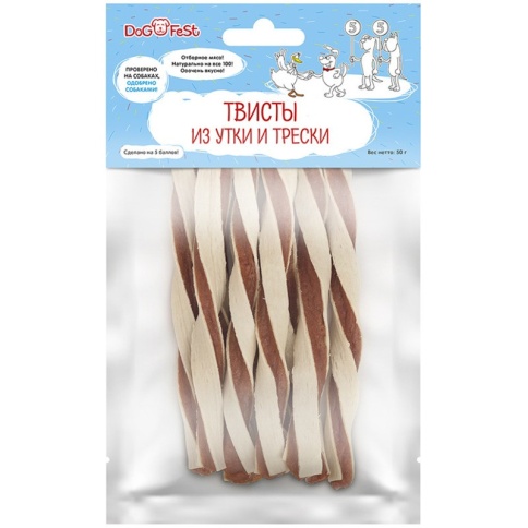 Dog Fest Твисты из утки и трески - 50 г фото 2