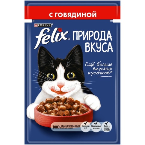 Felix Природа вкуса влажный корм для взрослых кошек с говядиной - 85 г фото 1