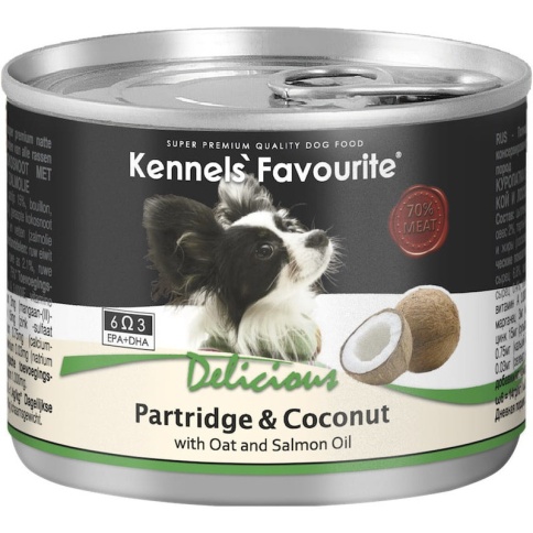 Влажный корм Kennels` Favourite Partridge & Coconut для взрослых собак всех пород с куропаткой и кокосом - 200 г фото 1