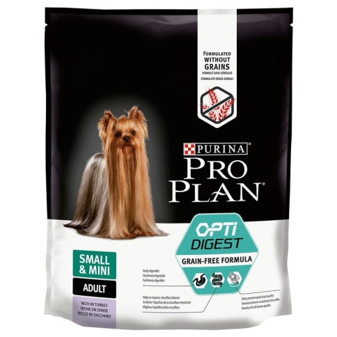 Сухой беззерновой корм Purina Pro Plan Optidigest Grain Free для взрослых собак мелких пород с чувствительным пищеварением с индейкой - 700 г фото 1