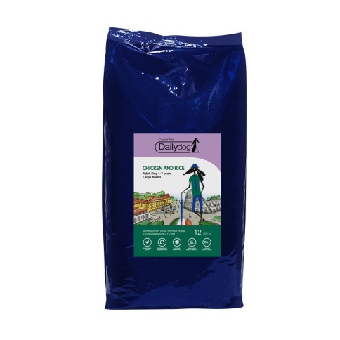 Dailydog Casual Dog Adult Large Chicken and Rice сухой корм для взрослых собак крупных пород с курицей и рисом - 12 кг фото 1