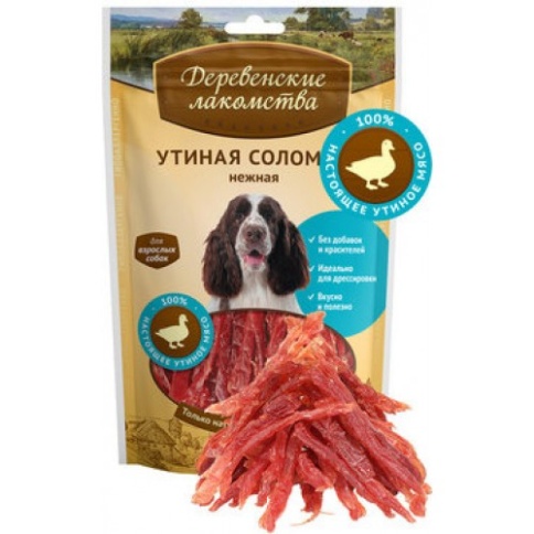 ДЕРЕВЕНСКИЕ ЛАКОМСТВА 100 % Мяса Утиная соломка нежная для собак 90 гр фото 1