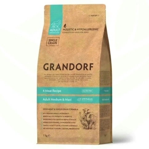 Сухой корм Grandorf Holistic 4 вида мяса с пробиотиками для взрослых собак средних и крупных пород, 1 кг фото 12