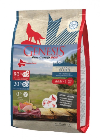 Genesis Pure Canada Grand Praire Adult для взрослых собак всех пород с чувствительным пищеварением с курицей, буйволом и перепелками 907 гр фото 1