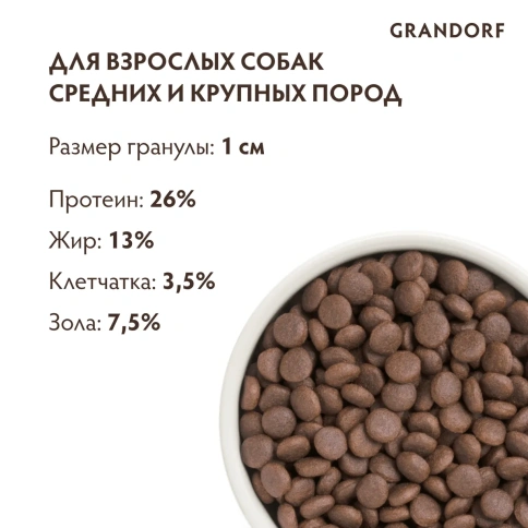 Сухой корм Grandorf Holistic индейка с рисом для взрослых собак крупных пород, 10 кг фото 2