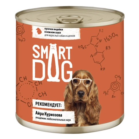 Влажный корм Smart Dog для для взрослых собак и щенков, кусочки индейки в нежном соусе, 85 г фото 1