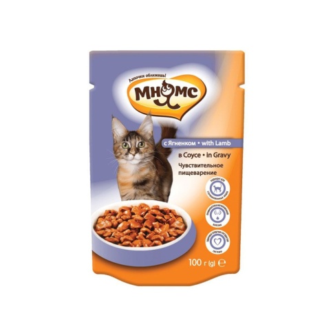 Мнямс паучи Чувствительное пищеварение с ягненком в соусе для взрослых кошек - 100 г фото 2