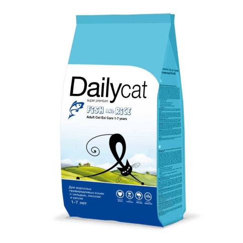 Cухой корм Dailycat Adult Exi Care Fish and Rice для взрослых привередливых кошек с сельдью, лососем и рисом 400 г фото 2