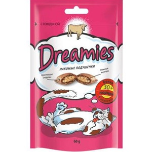 Dreamies лакомые подушечки для кошек с говядиной 60 г фото 1