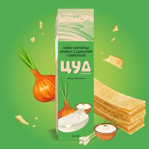 Чипсы "ЦУД" пластинки со вк. сметаны с луком, 90г фото 1