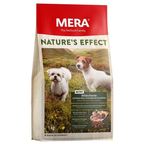Mera Nature's Effect Mini Wildschwein Mit Roter Bete, Pastinaken & Kartoffeln сухой корм для взрослых собак мелких пород с мясом кабана, свеклой, пастернаком и картофелем - 1 кг фото 2
