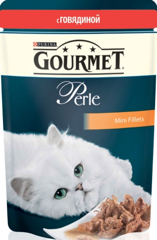 Паучи Gourmet Perle Mini-Fillet для взрослых кошек с говядиной - 85 г фото 1