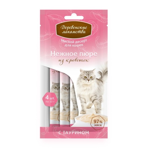 Деревенские лакомства для кошек Нежное пюре из креветок - 40 г фото 2