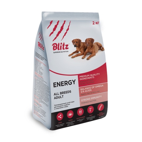 Blitz Adult Energy Dog для активных собак с курицей - 2 кг фото 2