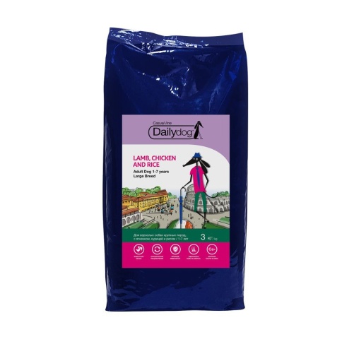 Dailydog Casual dog Adult Large Lamb&Chicken and Rice сухой корм для взрослых собак крупных пород с бараниной курицей и рисом - 3 кг фото 1