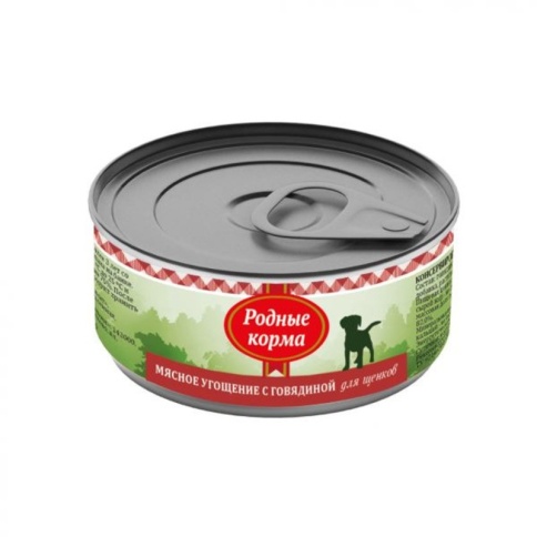 Родные корма Мясное угощение с Говядиной консервы для щенков 100 г фото 2